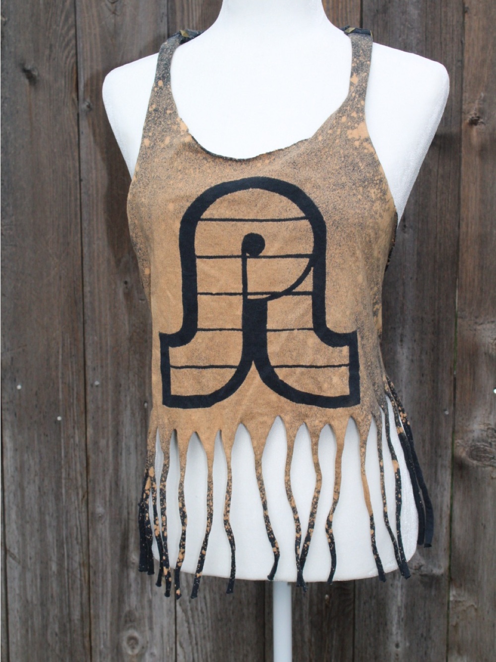 Pretty Lights bleach dye fringe tank